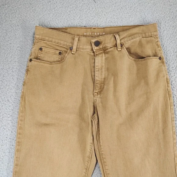 Mott & Bow Jeans Mens 32x32 Tan Khaki Straight Merc Double Stitch Denim